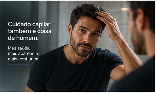 Homem em rotina de cuidado com os cabelos