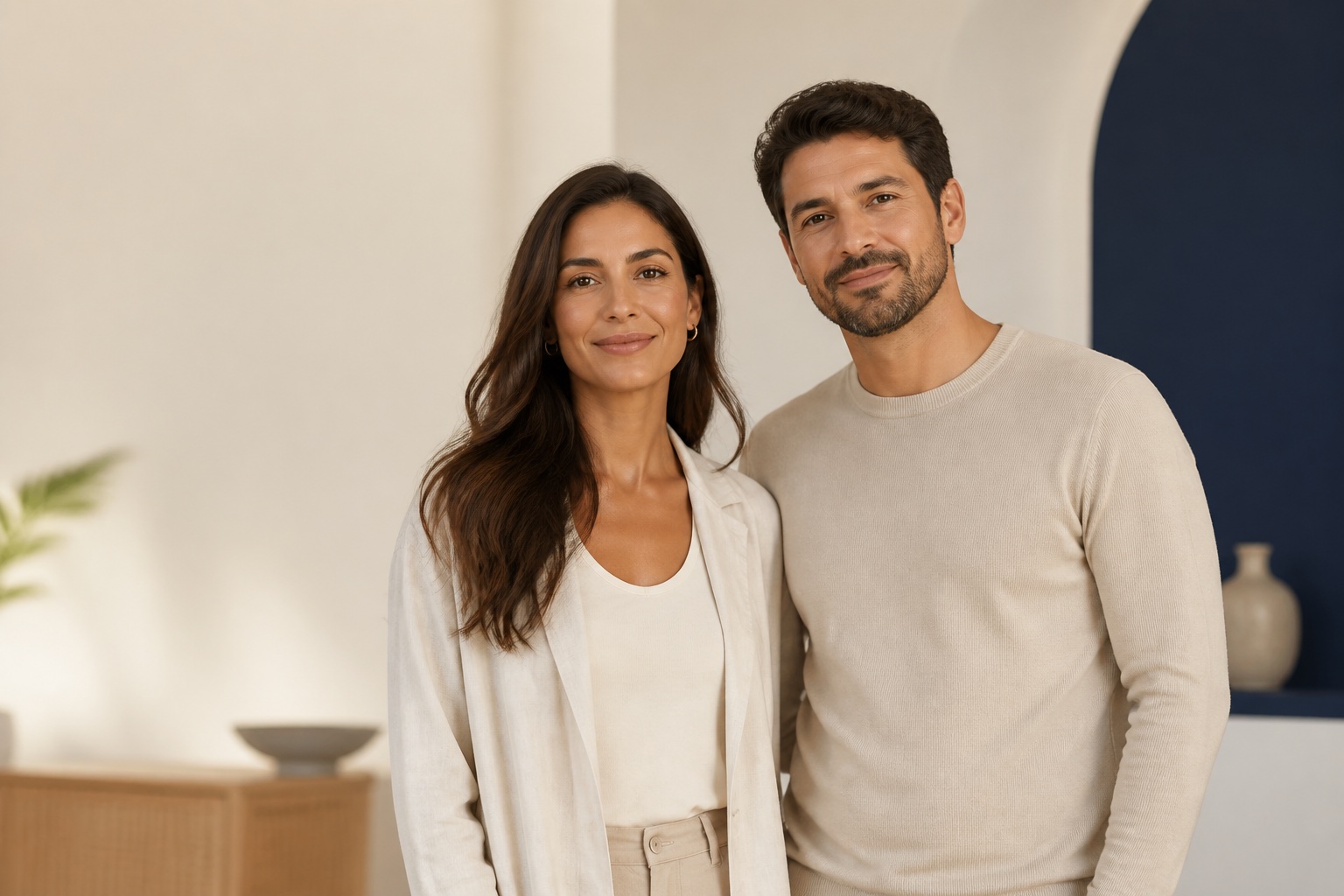 Mulher e homem adultos em um ambiente contemporâneo